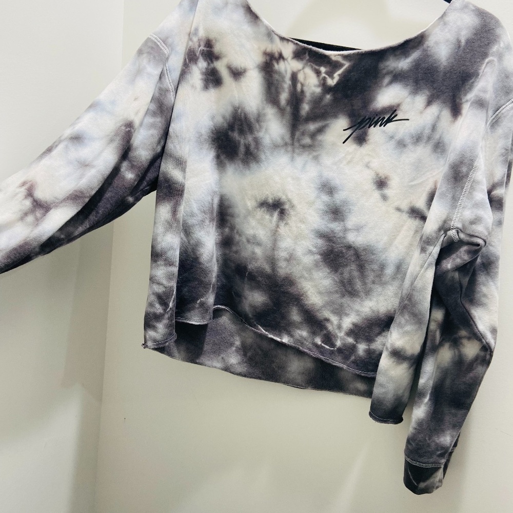 Pink brand crop top sweatshirt tie back size L